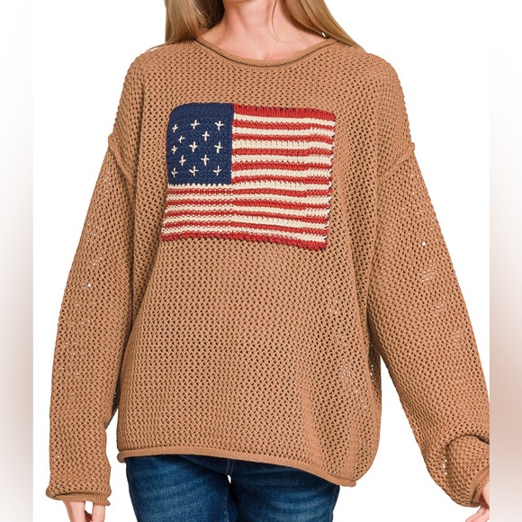 The “ Americana Knit “ Cotton Pullover Crew Sweater | Fall Assortment - Picture 1 of 2